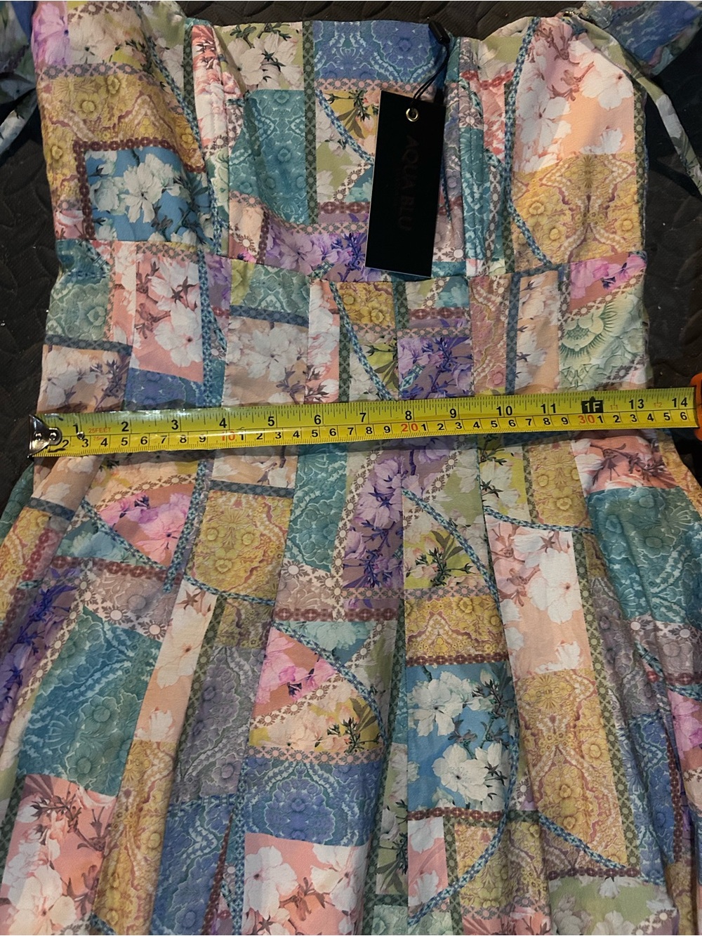 NWT!! Aqua Blu Multicolor patchwork Floral Dress - size small - Picture 8 of 10
